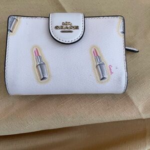 Coach Lipstick Print Wallet in White